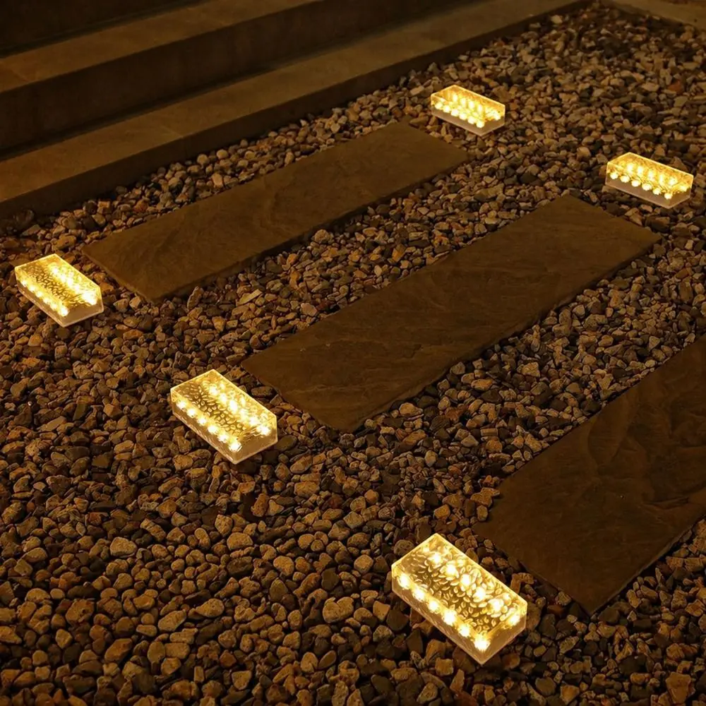 Solar Powered Solar Brick Light LED Rectangular Paver Landscape Lights Waterproof Ground Mounted Walkway Decor Lights