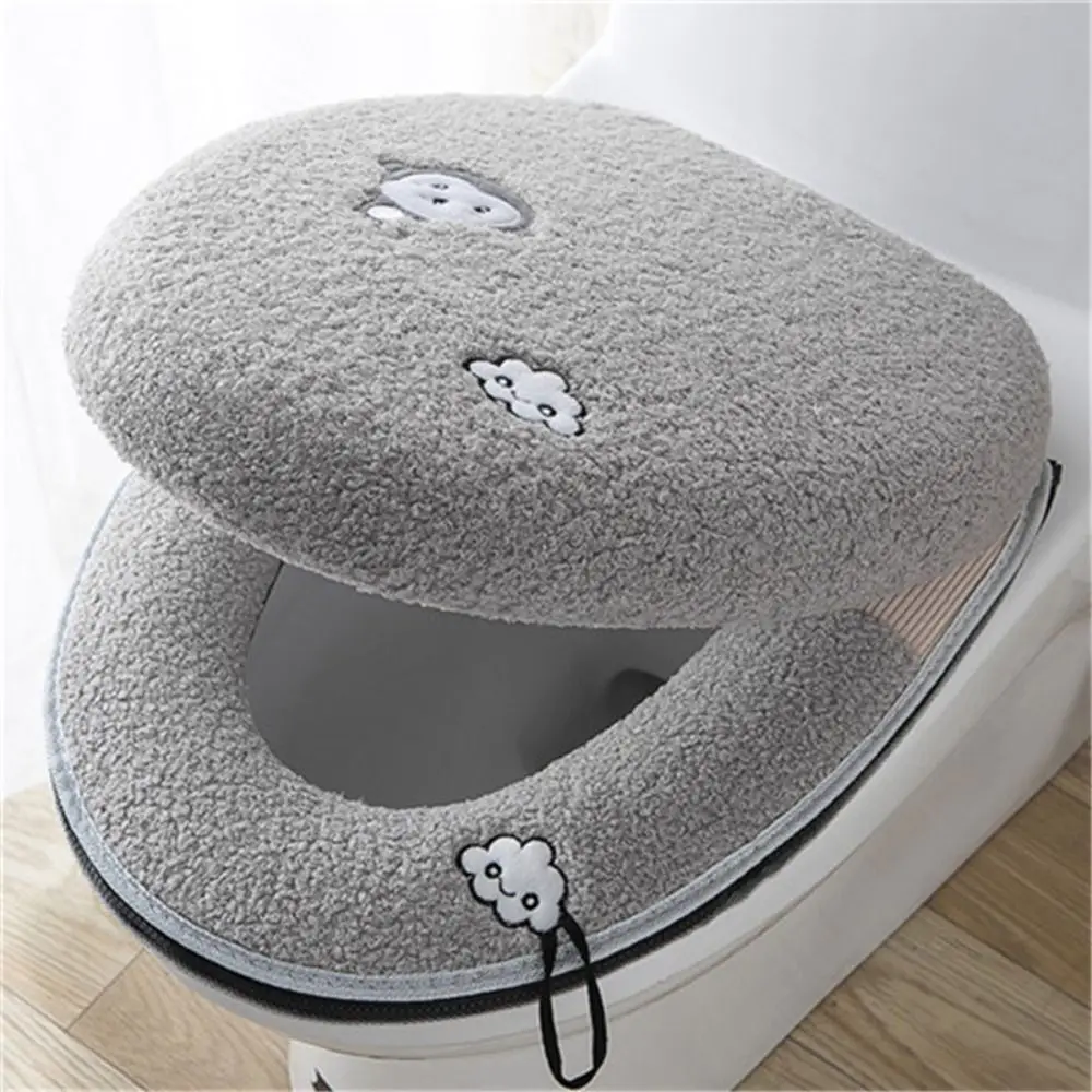 Cushion+lid Cover Toilet Seat Mat Set Bathroom Universal Warm Soft Washable Closestool Seat Case Winter Pad Bidet Mats