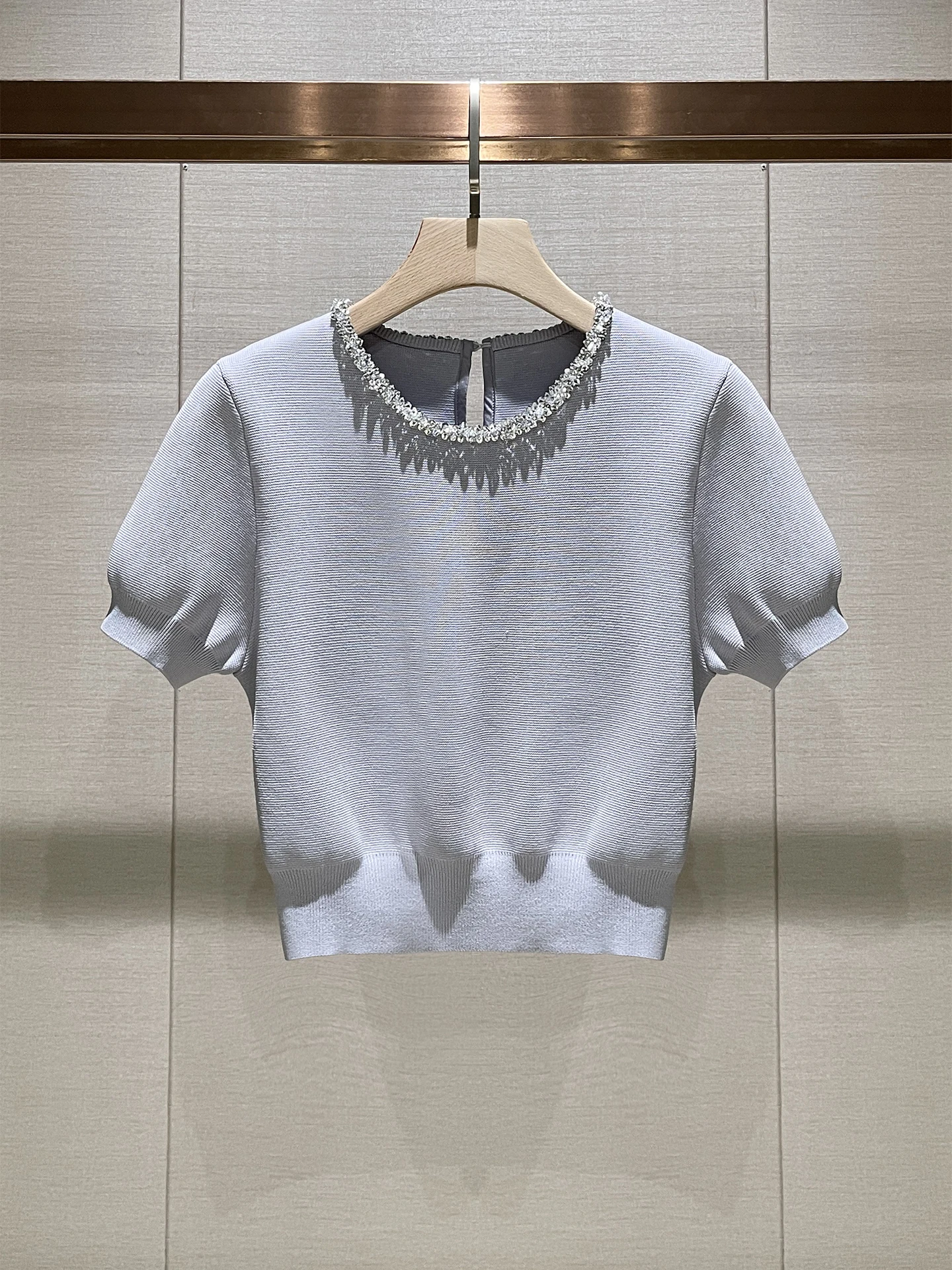 

Ele ort Sve round Ne Knitted Top Diamond Embedded Ladylike Sle Base Layer irt Commute Sle Slim Fit Design