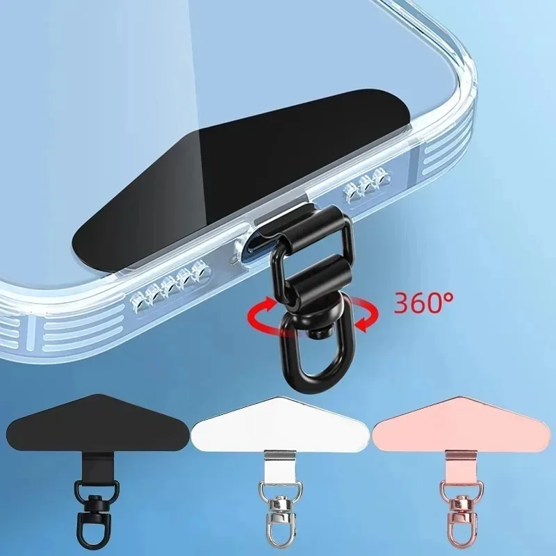 6-1PCS Phone Lanyard Connect Patch Anti-lost Replacement Stainless Steel 360 Rotatable Mobile Phone Safty Patch Gasket Tab Clip