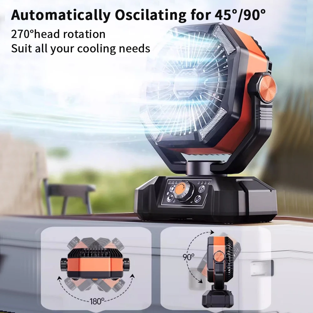 coldSky 20000mAh Battery Camping Fan with 4 LED Lantern 8 Speeds Desk Fan Portable Outdoor Fan for Tent Power Outages Jobsite image 2