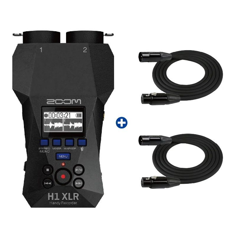 Grabadora Portátil ZOOM H1 XLR con 2 Cables XLR, 32-Bit Float, 2 Entradas Combinadas XLR/TRS con Bloqueo, Convertidores AD Duales