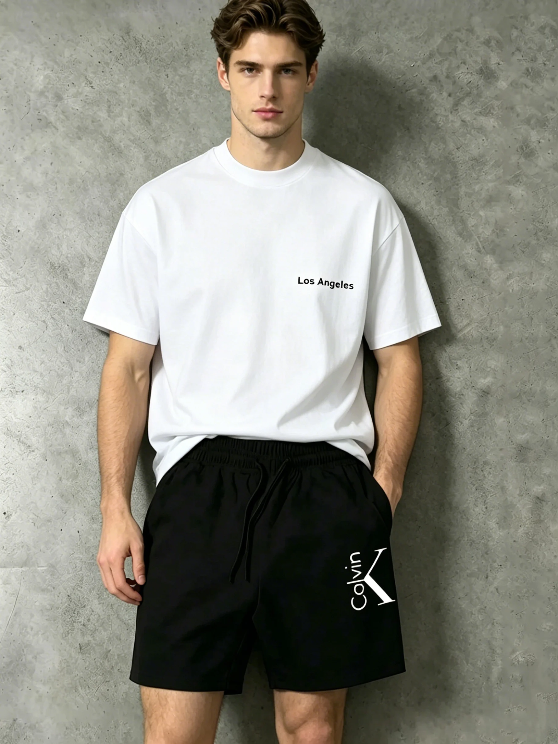 

LA Letter Print Tee & Quick Dry Shorts, Unisex Matching Set for Couples, Fitness, Beach, Travel, Sports & Daily Wear