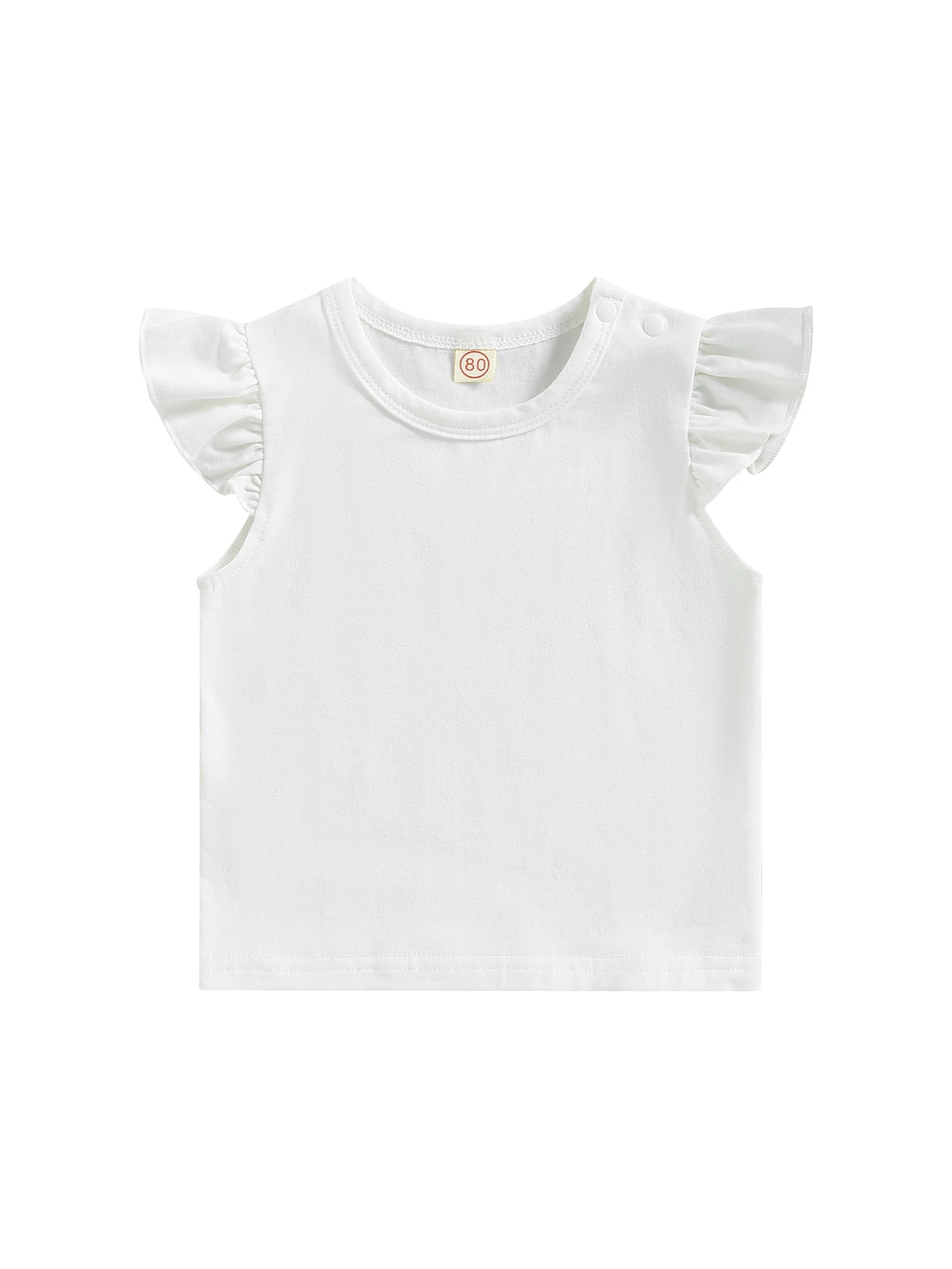 

Toddler Baby Girl Summer Shirt Flying Sleeve T-Shirt Solid Color Sleeveless Tee Shirt Summer Casual Shirt Tops