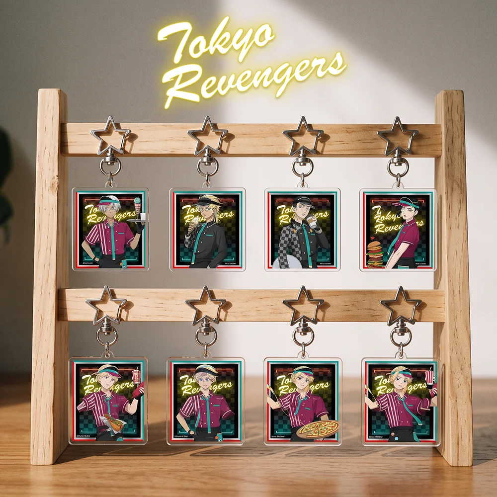 Anime Tokyo Revengers Hanagaki Sano Ryuguji Diner Cafe 6CM Kawaii Keychain Cute Keyring Itabag Accessory Collection Gift