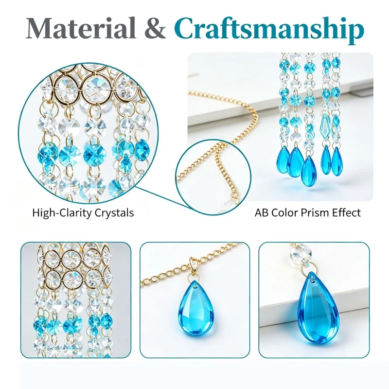 1Pc Crystal Sun Catcher Hanging Ornament, Rainbow Light Catcher for Window Garden, Boho Indoor Outdoor Home Wall Window Decor