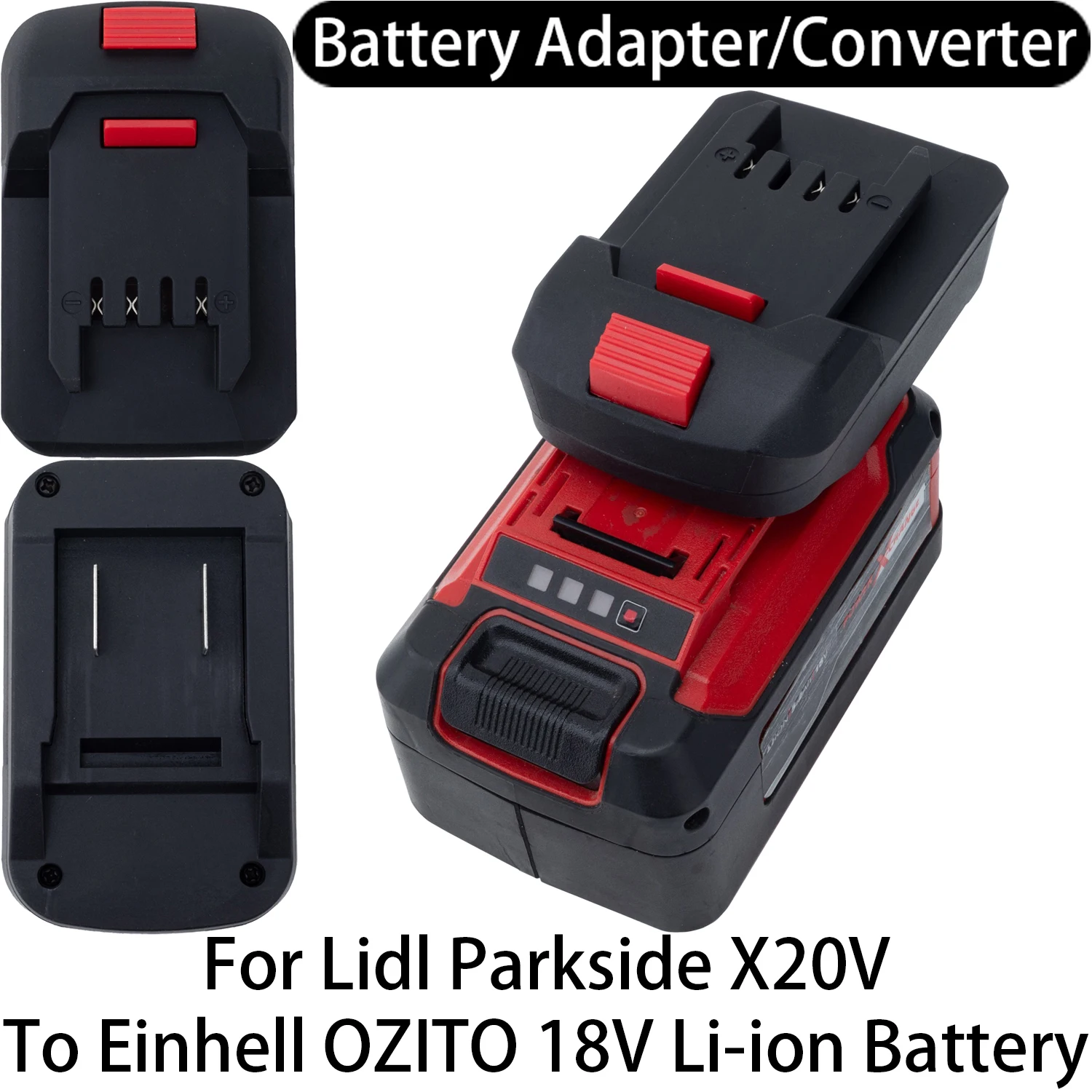 Adaptador de batería para herramienta Lidl Parkside X20V Li-ion a convertidor de batería Einhell OZITO 18V Li-ion, accesorio para herramientas eléctricas