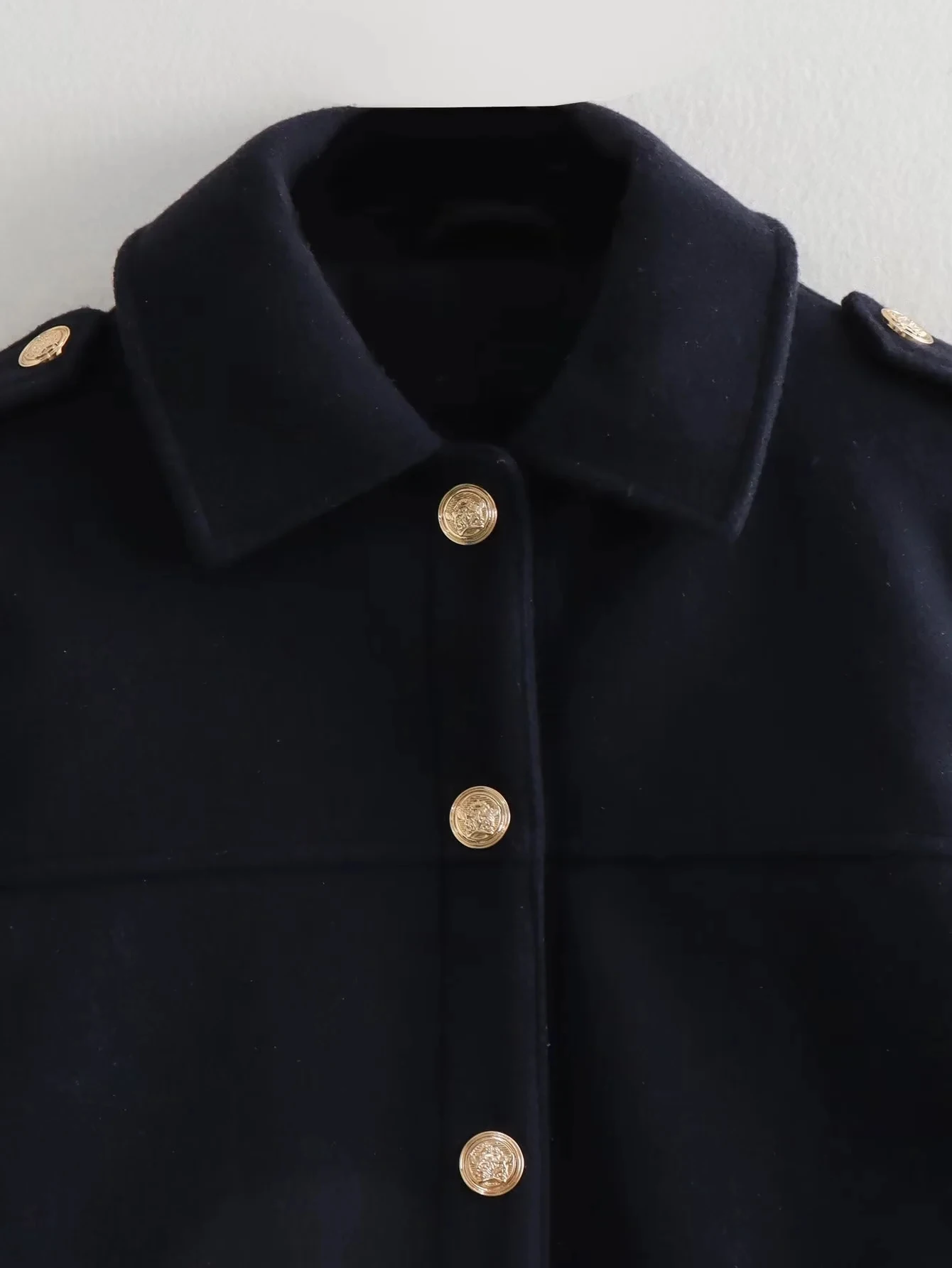 JNLEAOG Golden Button Soft Jaet Damen Faion Street Sle ort Oberbekleidung Polyesterfaser Normal Dünn