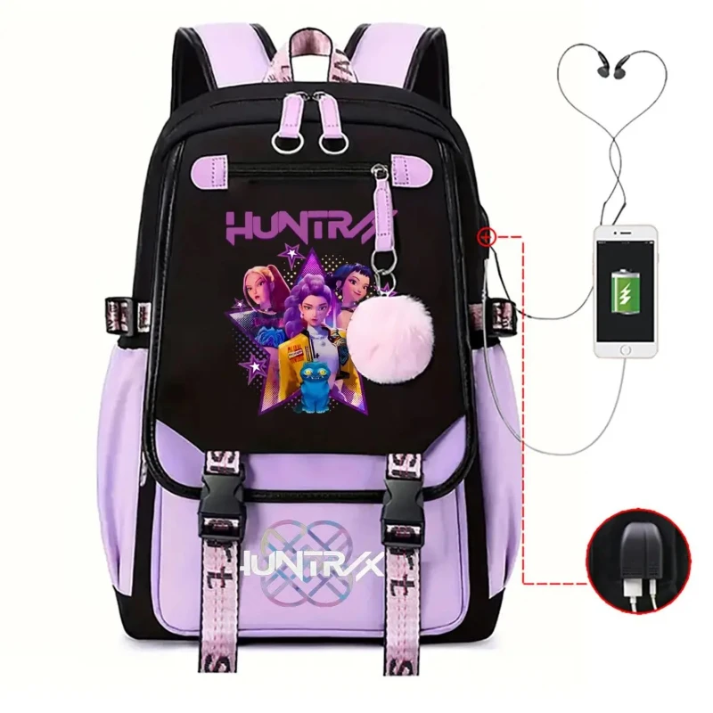 

School Backpack for Students KPop Demon Hunters Daily Bagpack 2025 Hot Movie Print Backpacks for Girl Boy Laptop Usb Port Bag