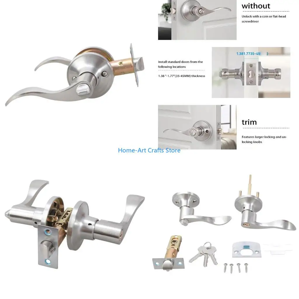 

Y3NA Keyed Entry Door Levers Reversible Handle Adjustable Backset Door Lock Modern Door Hardware for Front & Entrance Door