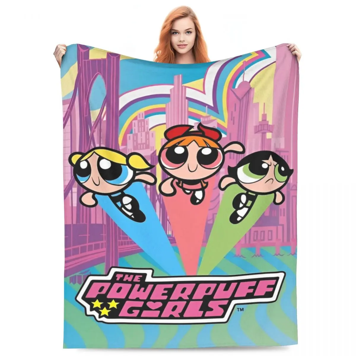 The Powerpuff Girls HD Printed Blankets Soft Comfortable Plush Throw Blanket For Child Couch Bed Flannel Bedspread Bed Cover