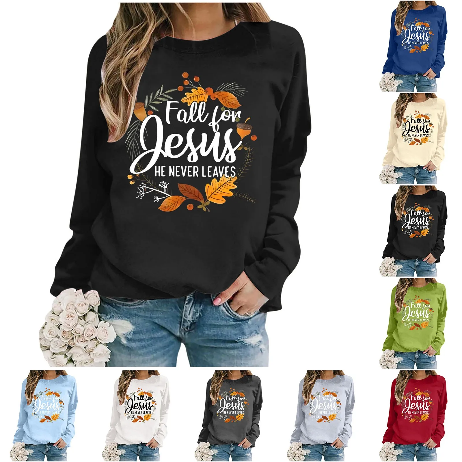 Frauen Thanksgiving Brief drucken Rundhals ausschnitt Hoodie lose Sweatshirt Langarm Tops 2024 neue Frauen Sweatshirts Mode Pullover