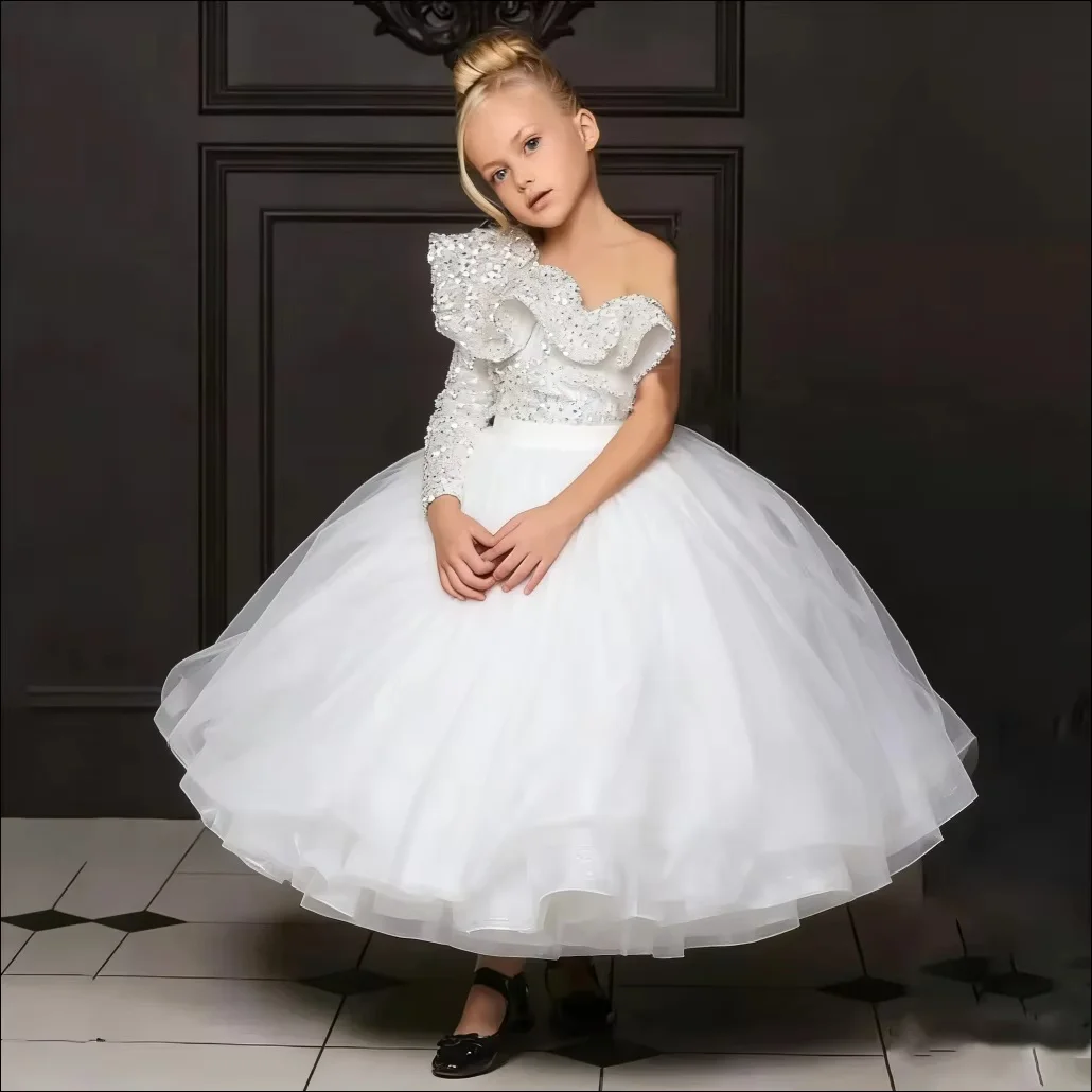 Customized Puffy Princess Dresses Girls Luxurious Birthday Party Dress for Girls Ball Gown Elegant Party Frock for Wedding Kids