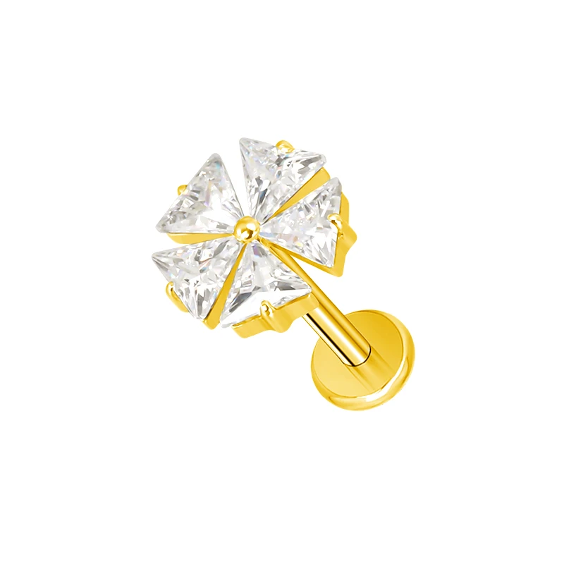 Titanium Ear Studs Earrings with CZ Paved Top