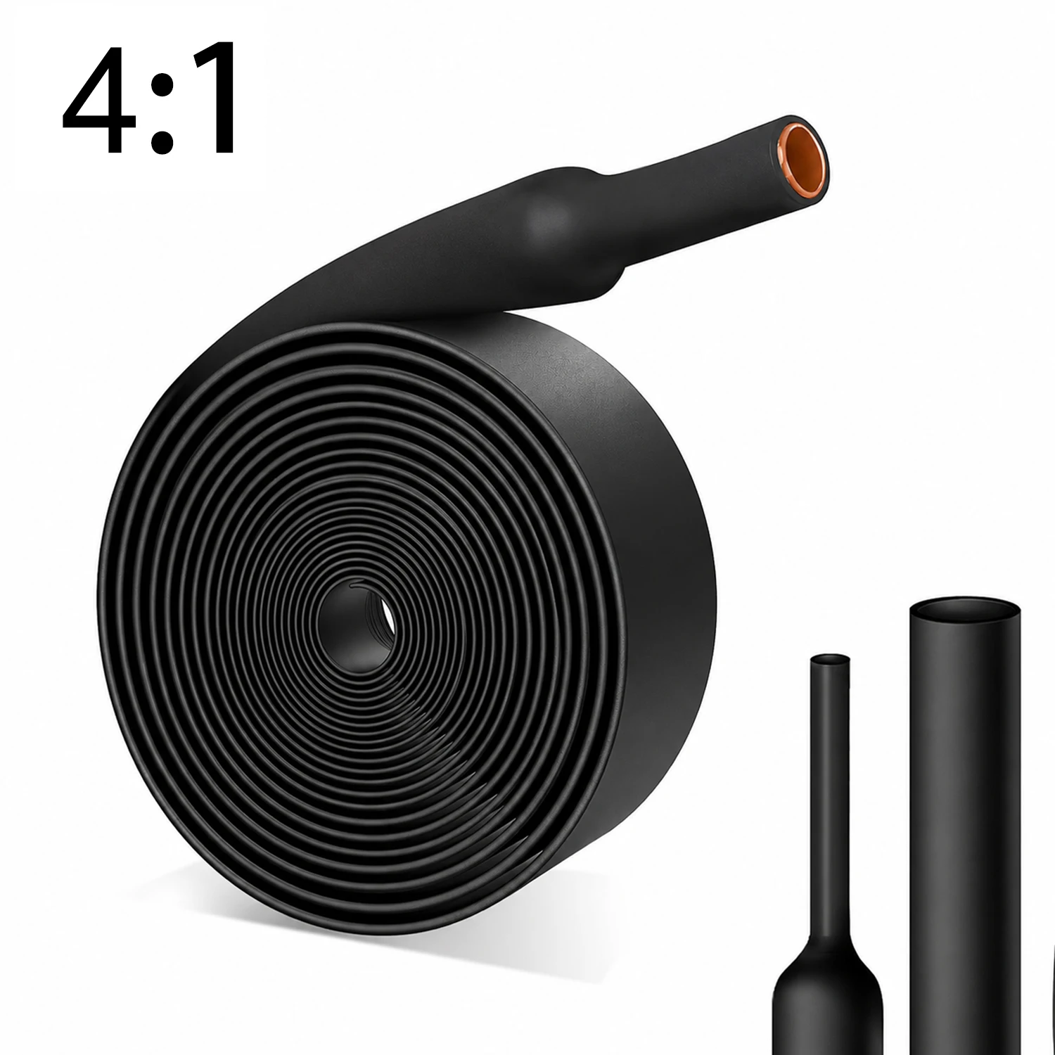 Draht-Schrumpfschläuche mit 4:1 Verhältnis, mit Klebstoff ausgekleidet, Φ4 mm bis Φ52 m, schwarze, wasserdichte industrielle elektrische Schrumpfschläuche