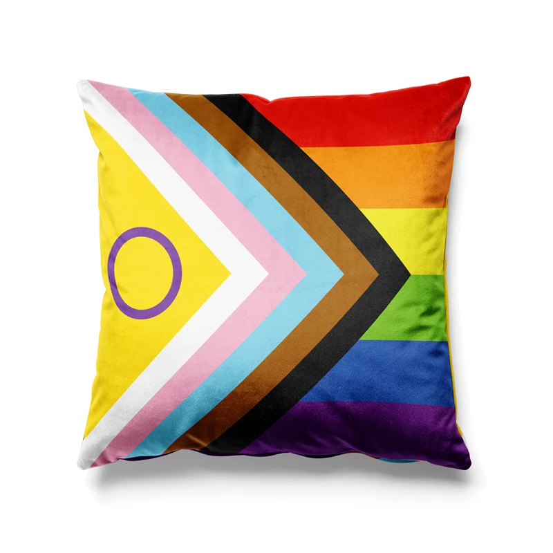 Aertemisi 18'' x 18'' Intersex Inclusive Pride Flag Arcobaleno LGBT Federe per cuscini Federe 45 cm x 45 cm