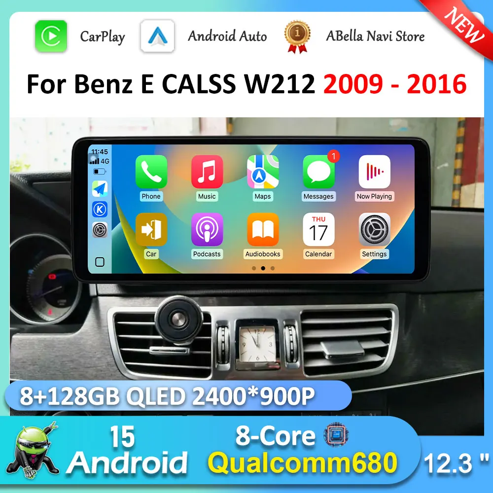 

Ультратонкий QLED-экран Android 15 для Mercedes-Benz E-класса W212 (2009-2016) с CarPlay, мультимедийный автомобильный радиоплеер, DSP, WiFi, 4G, BT
