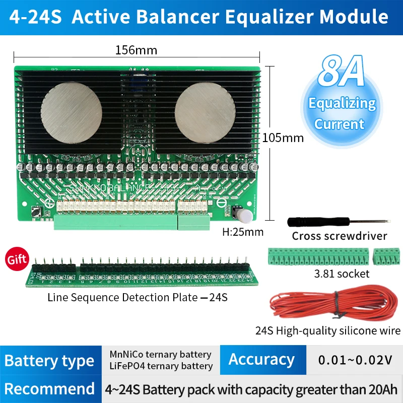 5A/8A 4S-24S Transformer Inverter Active Equalizer Balancer BMS Lifepo4/Lipo/LTO Battery Energy Capacitor