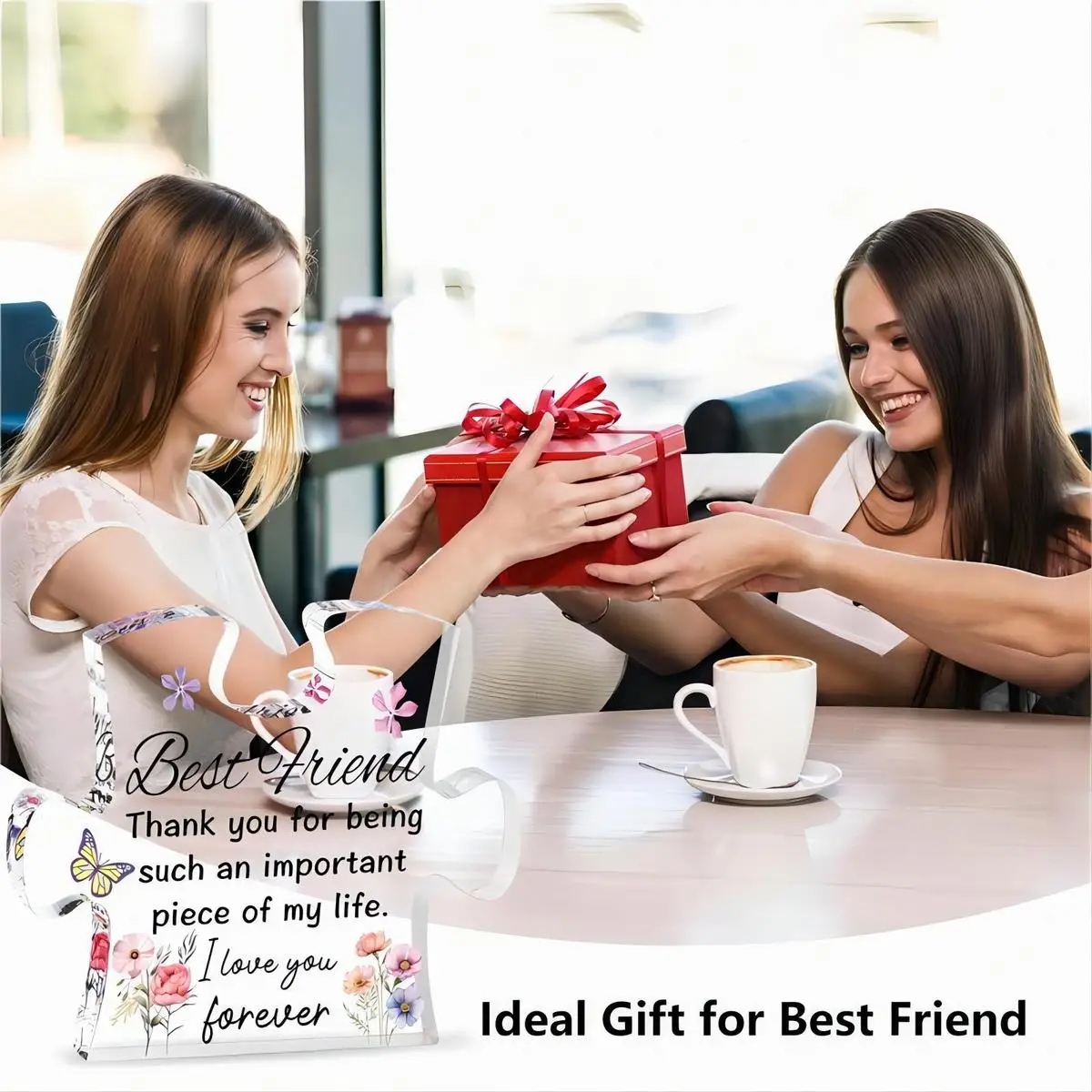 Decorative Best Friends Puzzle-Shaped Acrylic Plaque, Great Women Birthday Friendship Gift, Ideal Table Centerpiece for Parties