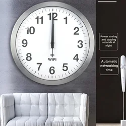 Smart Network Clock Automatic Time Synchronization Minimalist Mute Wall Clock Modern Living Room Decor Innovative