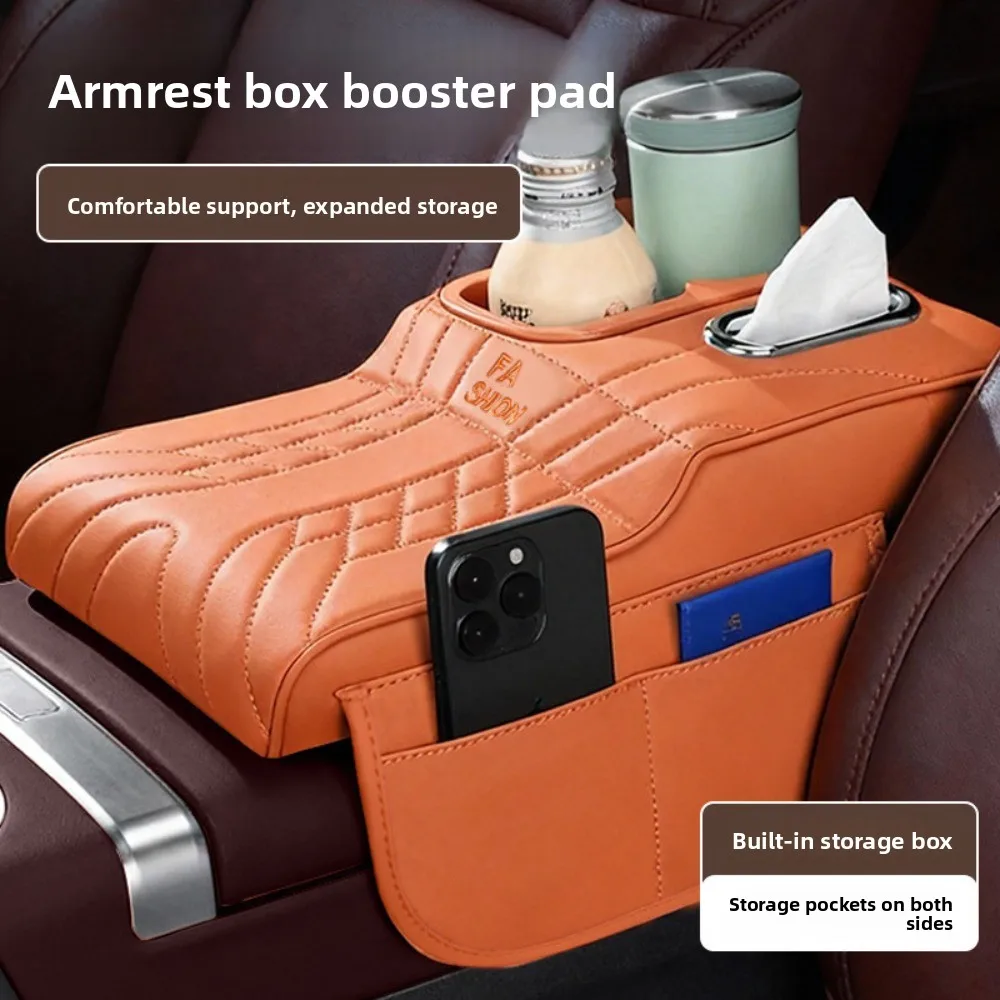 Hochwertige Auto-Innenraum-Armlehnenbox mit Höhenpolster, Multifunktionaler Aufbewahrung, Getränkehalter und Handyhalterung – Detail 1
