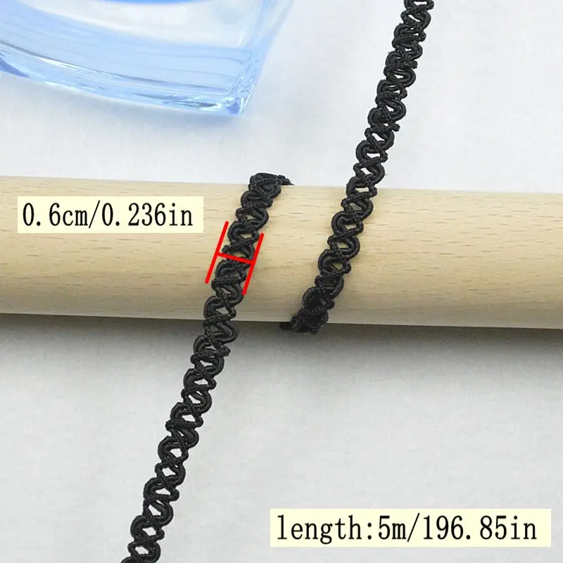 5 meter / 16,4 ft per pak nieuwe kanten riem kledingaccessoires DIY decoratieve trouwjurk kanten kleding zwart-wit dubbel 8-karakter kant