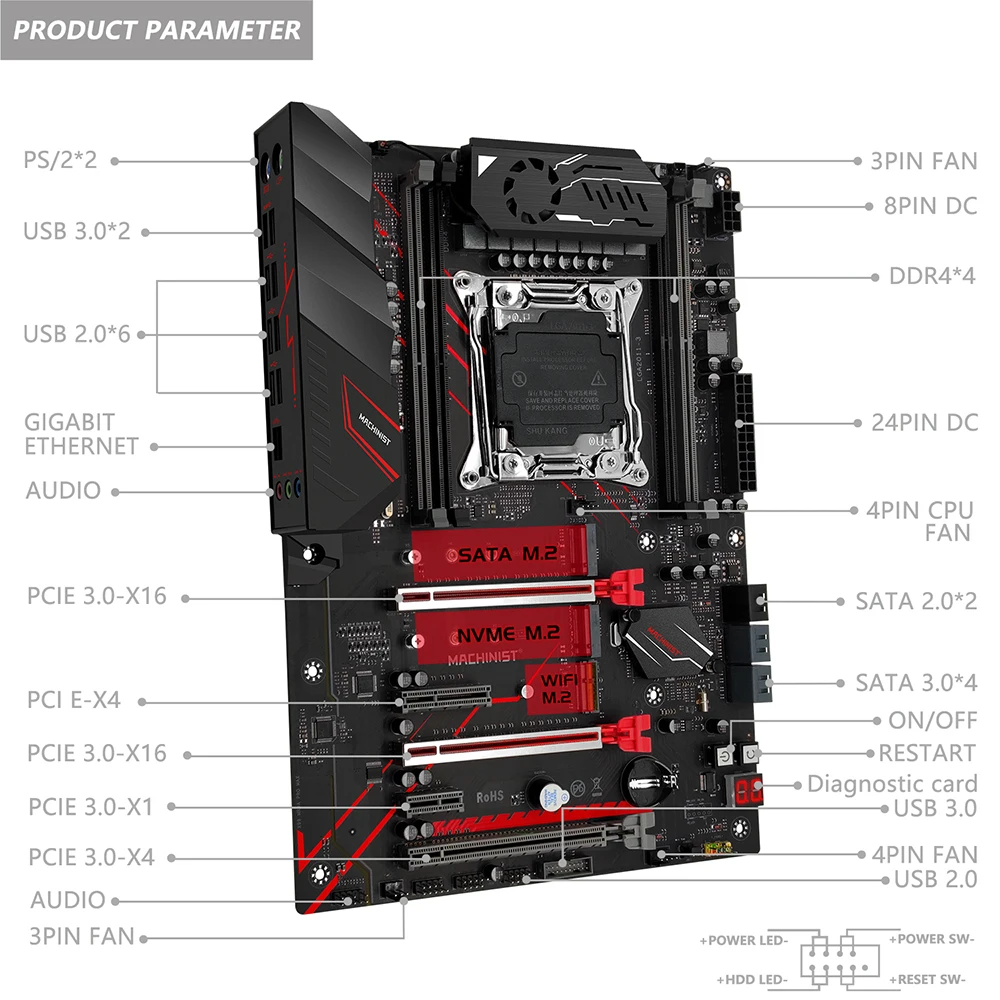 Imagem -02 - Conjunto de Motherboards Pro Max Kit Lga 20113 Processador Xeon e5 2667 v4 Cpu Ddr4 16gb 2x8gb Memória Ram 2666mhz Ssd Machinist-x99 Mr9a