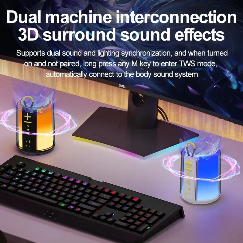 Najnowszy głośnik samochodowy Oświetlenie RGB Subwoofer stereo Bezprzewodowy głośnik Bluetooth Caixa De Som Przenośny kolorowy ekran Odtwarzacz muzyczny