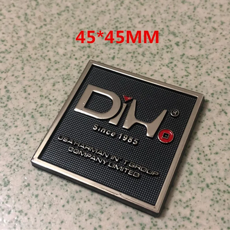 ป้ายโลหะอลูมิเนียมแบบสากลแผ่นป้าย OEM โลโก้สำหรับเครื่องขยายเสียงลำโพงขยายเสียงฮอร์น50*50มม. 45*45มม.