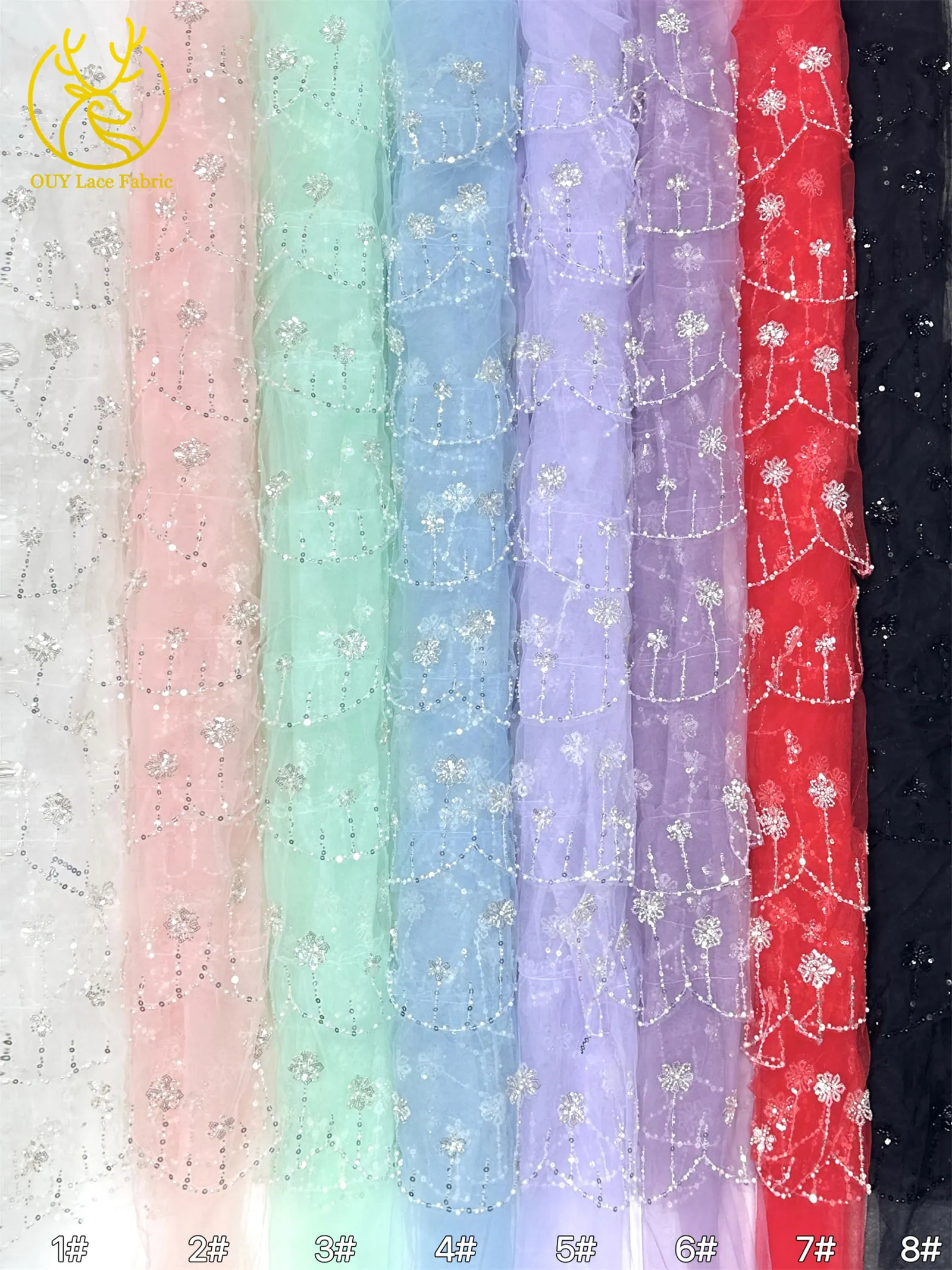 Roter Modischer 3D Tüll Perlen-Pailletten-Spitzenstoff 5 Yards Afrikanischer Spitzenstoff Nigerianischer Tüll-Netzstoff Braut-Hochzeitsstoff – Detail 20