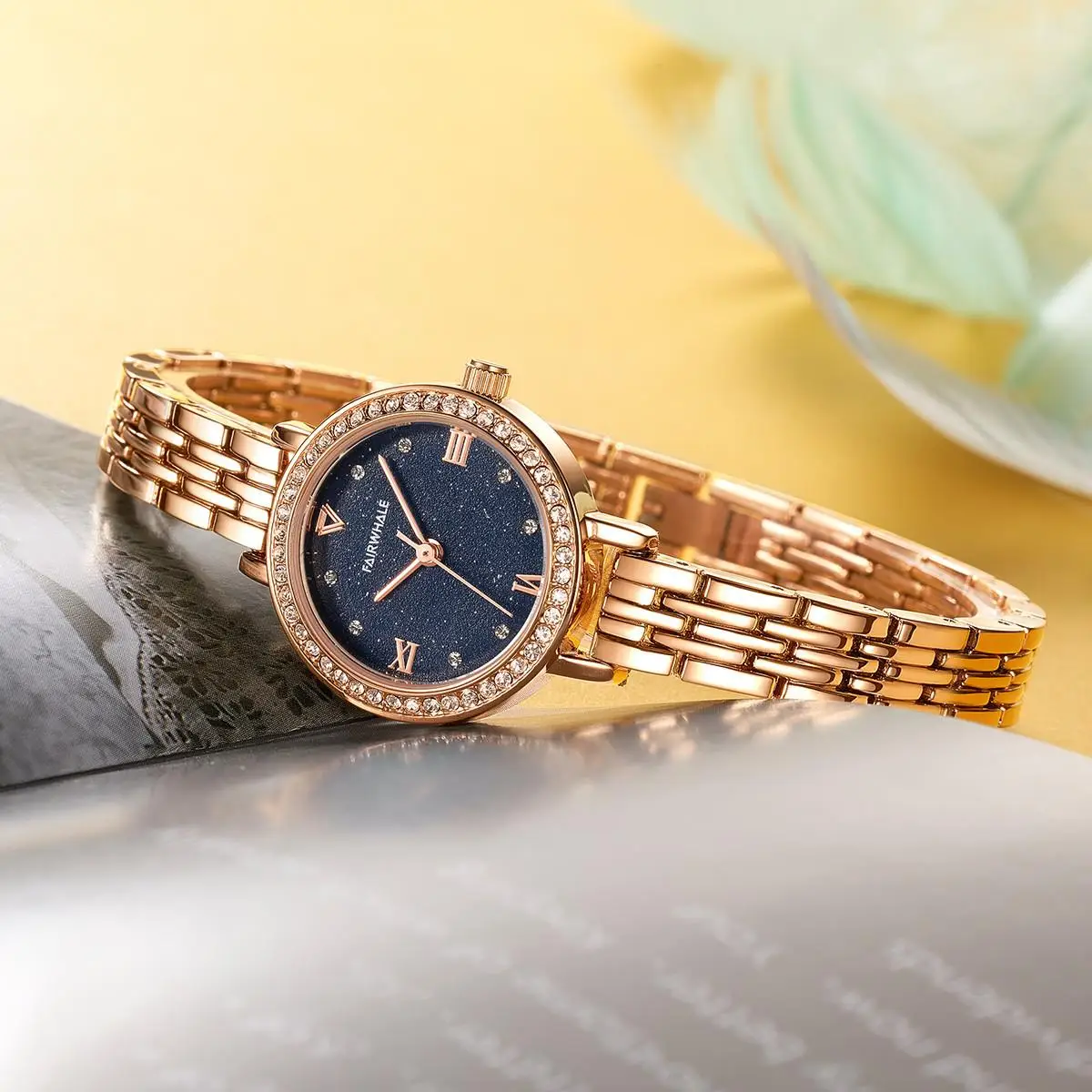 2024 Fashion Rose Watch For Women Mark Fairwhale Brand Luxury Iced Diamond Starry Sky Dress Waterproof Quartz Wristwatch Ladies