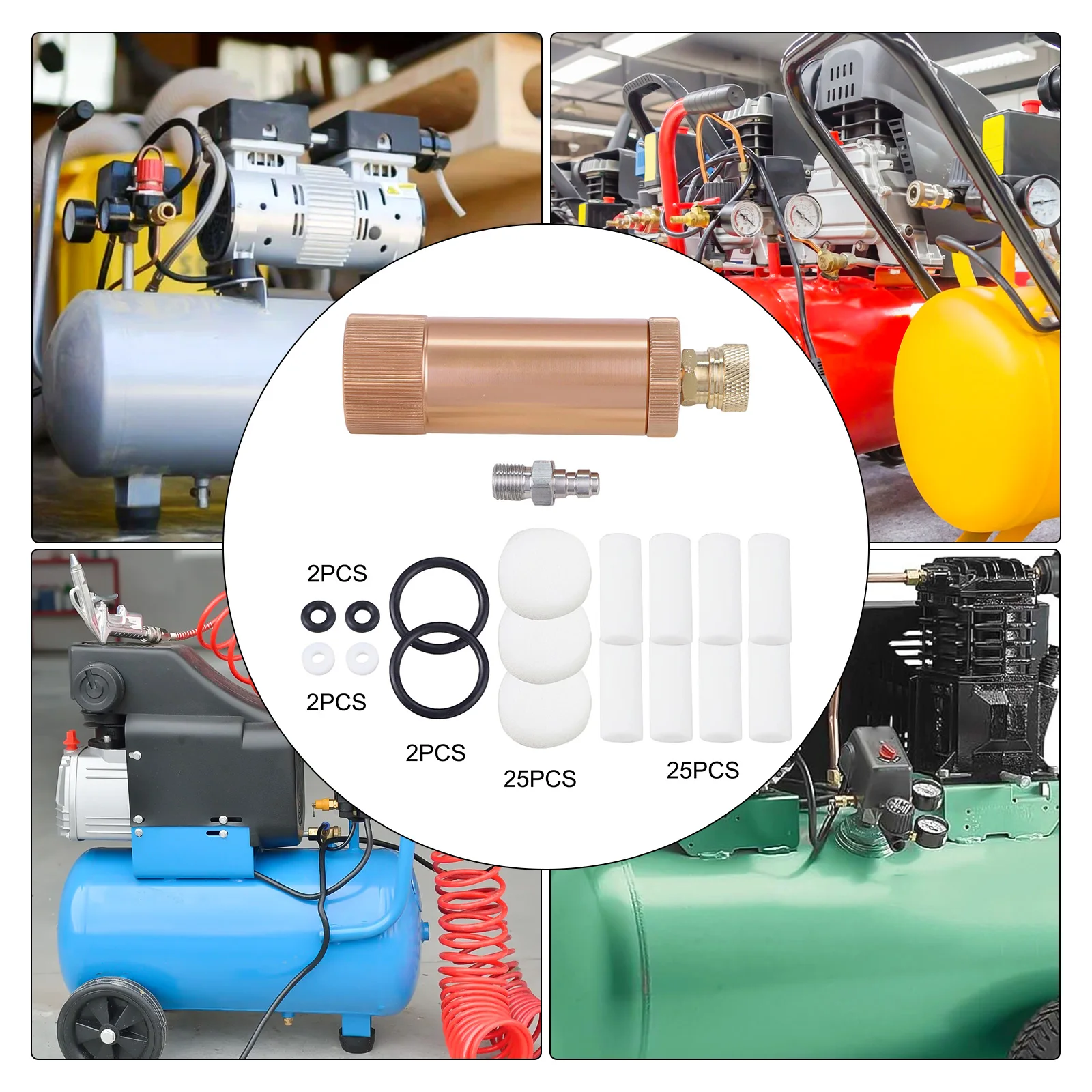 Seamless Aluminum Alloy Oil Water Separator for High Pressure Hand Pump M10*1 Connector Efficient Air Filtration