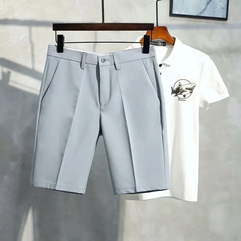 Mannen Zomer Shorts Koreaanse Fashion Business Shorts Casual Chino Shorts Kantoor Broek Koele Ademende Zomer Kleding Effen Kleur