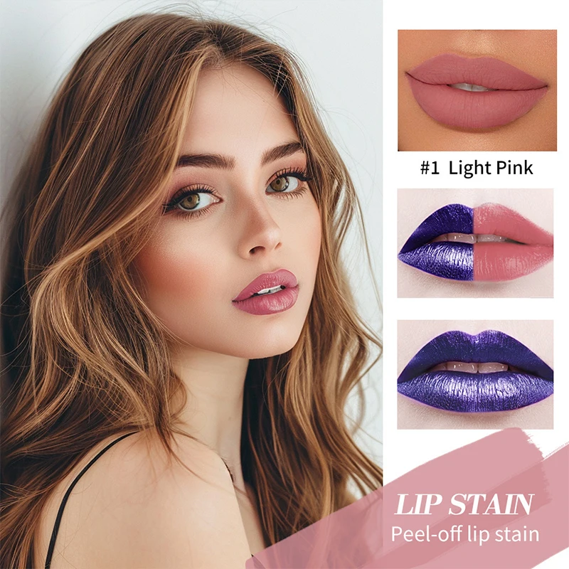 New Metallic Lip Stain Peel Off  Long Lasting Waterproof Pink Lip Tint  Proof Natural No Fading Lip Gloss Cosmetics 3Colors 2024