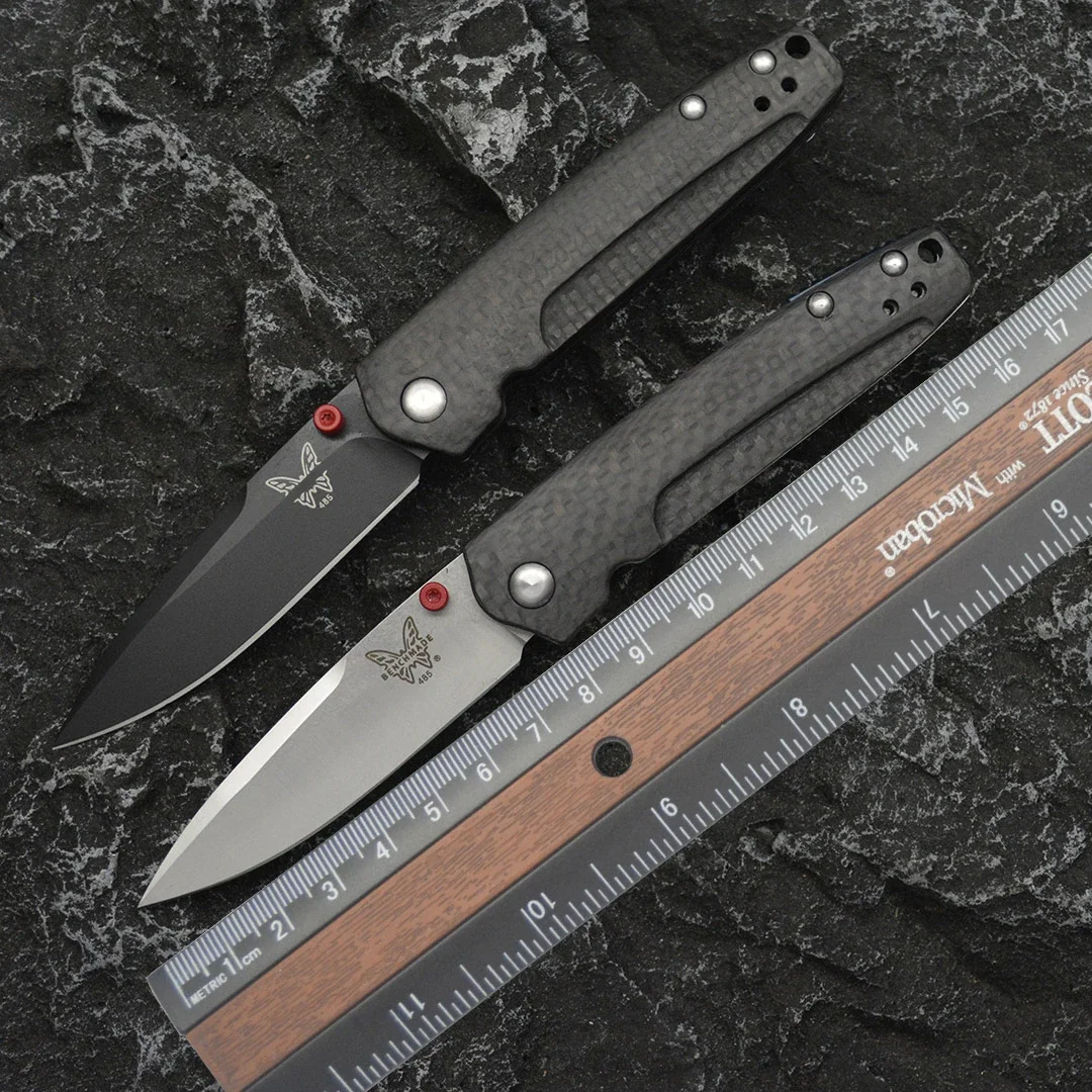 Carbon fiber handle BM485 folding knife, portable for outdoor camping and hunting, survival gift pocket knife for men