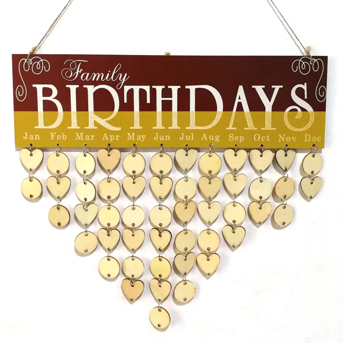 

Wooden Board Colorful 25 Round Discs 25 Heart Discs Family Birthday Reminder Wall Decoration Hanging Plaque For Home