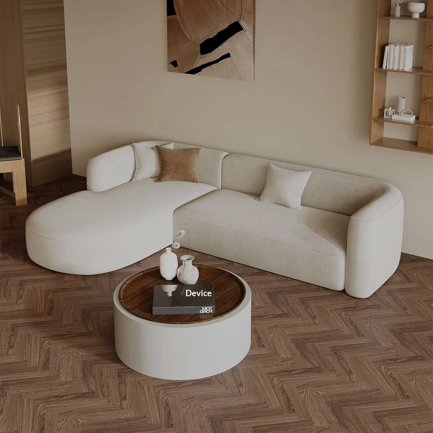 & French-Style Corner Sofa L-Shaped Pine Wood Frame Microfiber Leather Beauty Salon Clothing Store Homestay Hotel Lobby Office