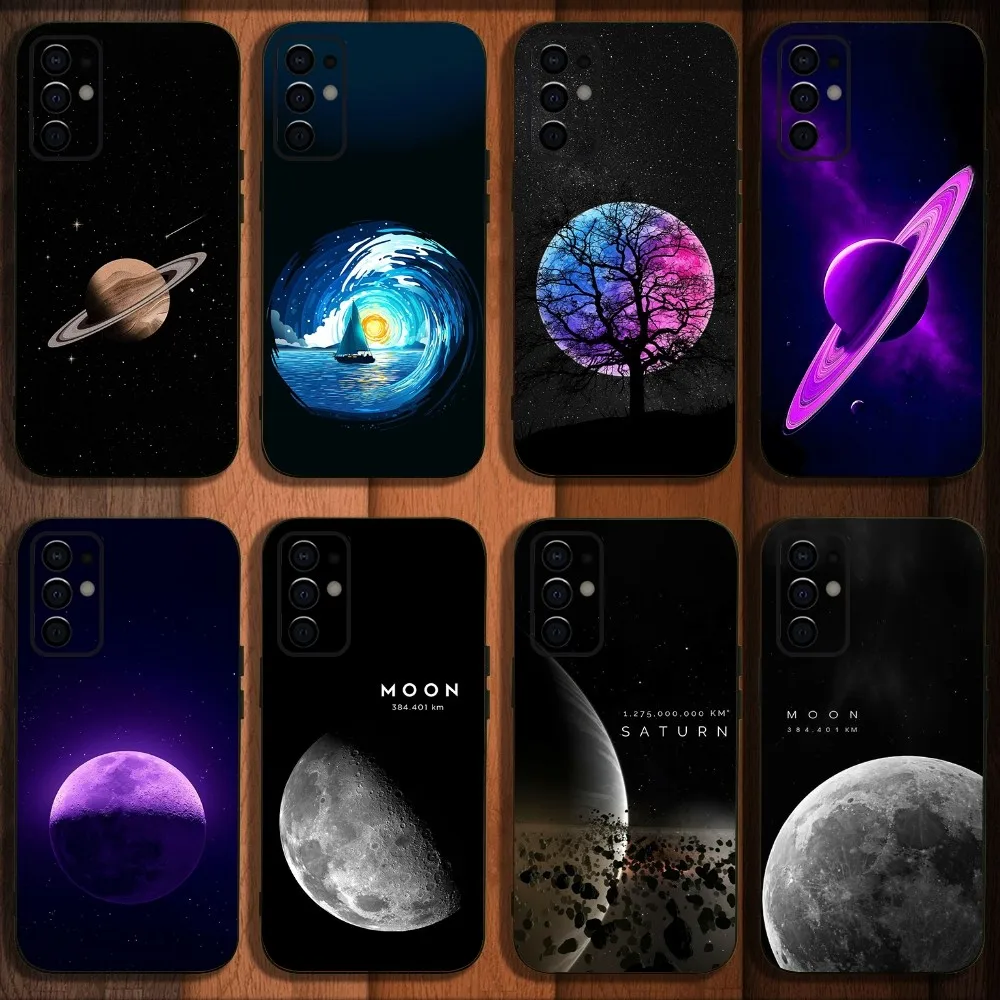 Etui na telefon Moon Galaxy Universe do Samsung S24,S21,S22,S23,S30,Ultra,S20,Plus,Fe,Lite, uwaga, 10,9,5G czarna miękka obudowa