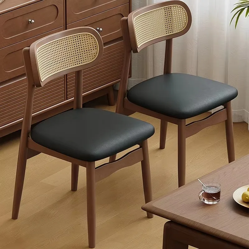 

Nordic Style Wooden Dining Chair Upholstered Back Mid Century Lounge Dining Chair Living Room Office Stuhl Furniture For Kitchen