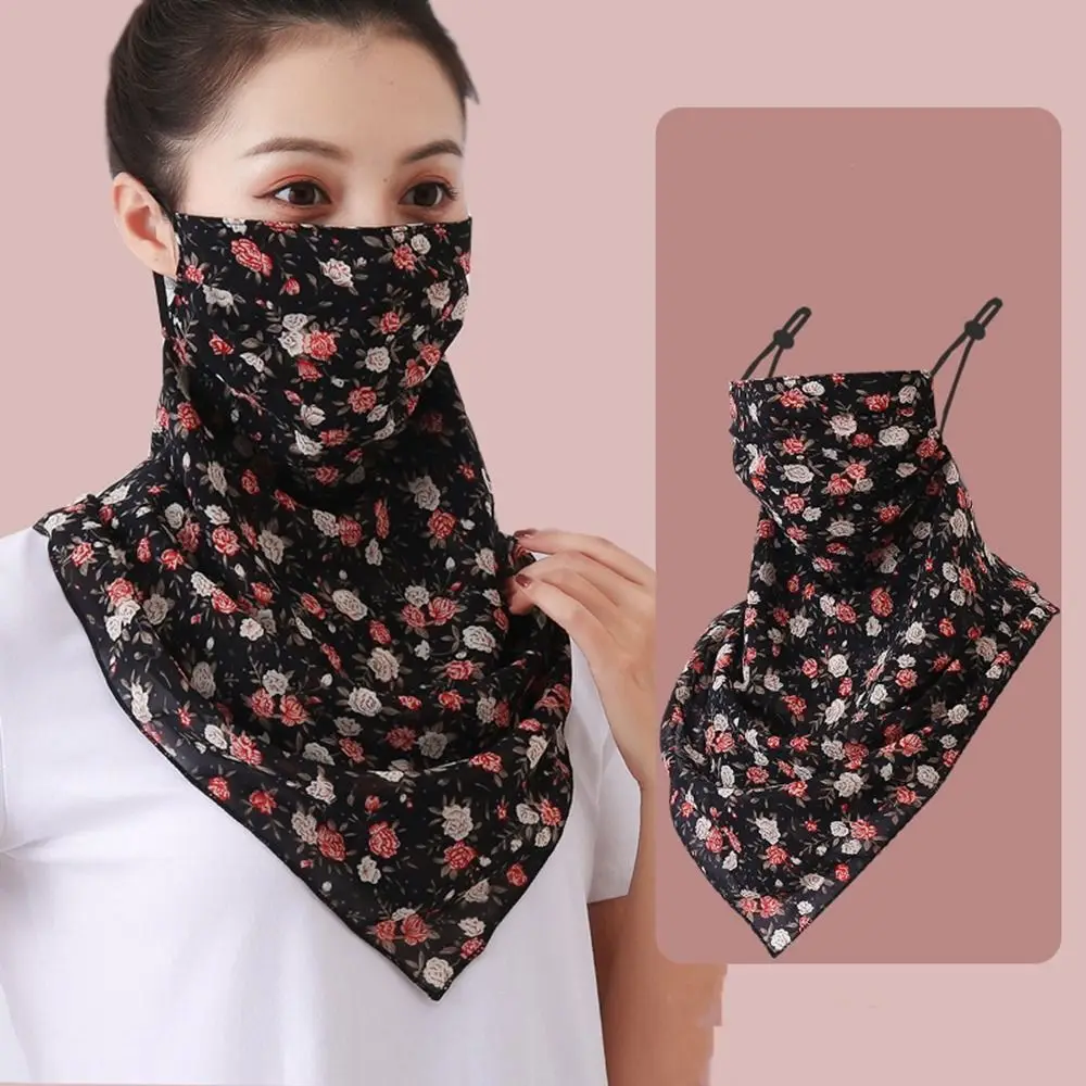 Summer Sunscreen Facial Ice Silk Mask Scarf UV Protection Thin Triangular Scarf For Outdoor Face Shield Neck Wrap Cover