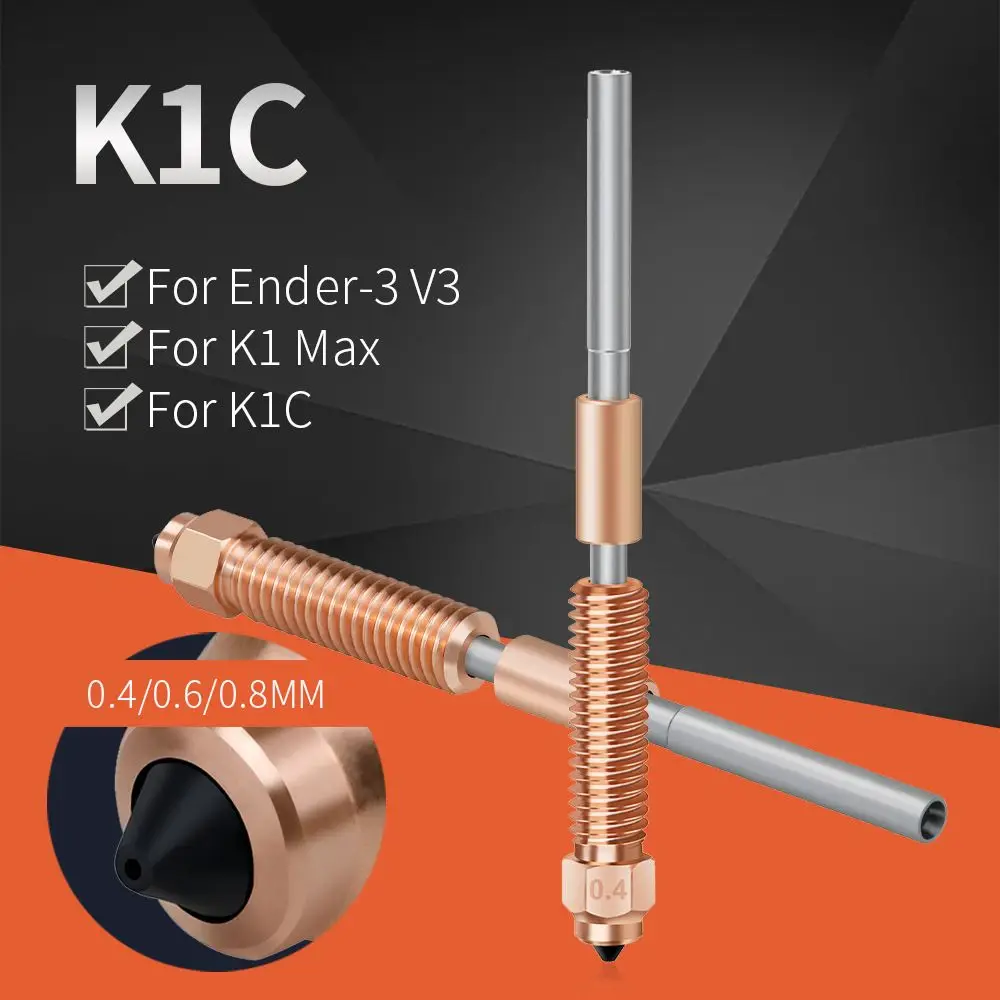 LS-3D Printer Part K1C All-in-one Throat Nozzle Kit Copper Titanium High Flow Upgraded Quick-Swap Part For K1 Max K1C Ender 3 V3