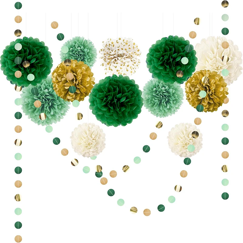 conjunto-de-pom-pom-de-papel-verde-escuro-–-kit-de-decoracoes-de-festas-douradas-e-bege-para-celebracoes-e-eventos-elegantes