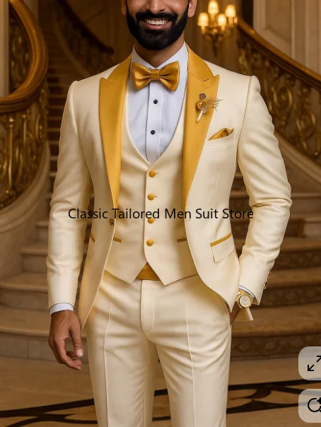 Costume de smoking 3 pièces pour hommes, qualité, robe de travail et de fête de mariage