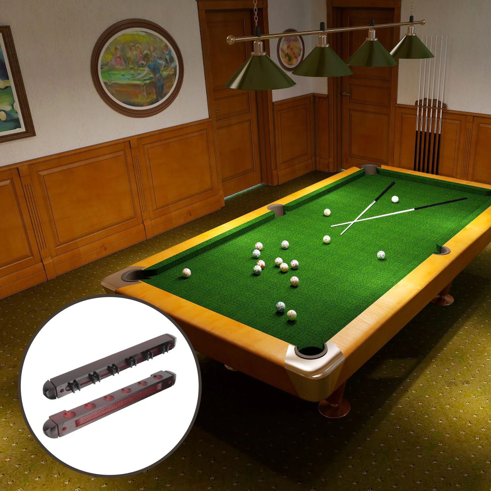 

1Set Wooden Wall Mount Cue Rack Multi-Hole Pool Stick Holder Durable Billiard Cue Organizer Pool Table Accessories