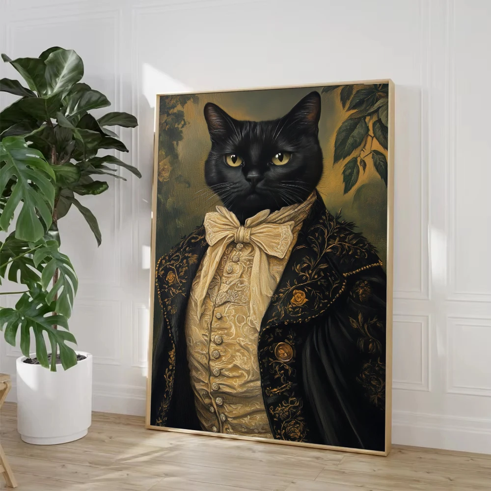 Victorian Gothic Poodle Golden Retriever Bear Raccoon Squirrel Owl Poster Print Dark Academia Canvas Painting Print Home Decor