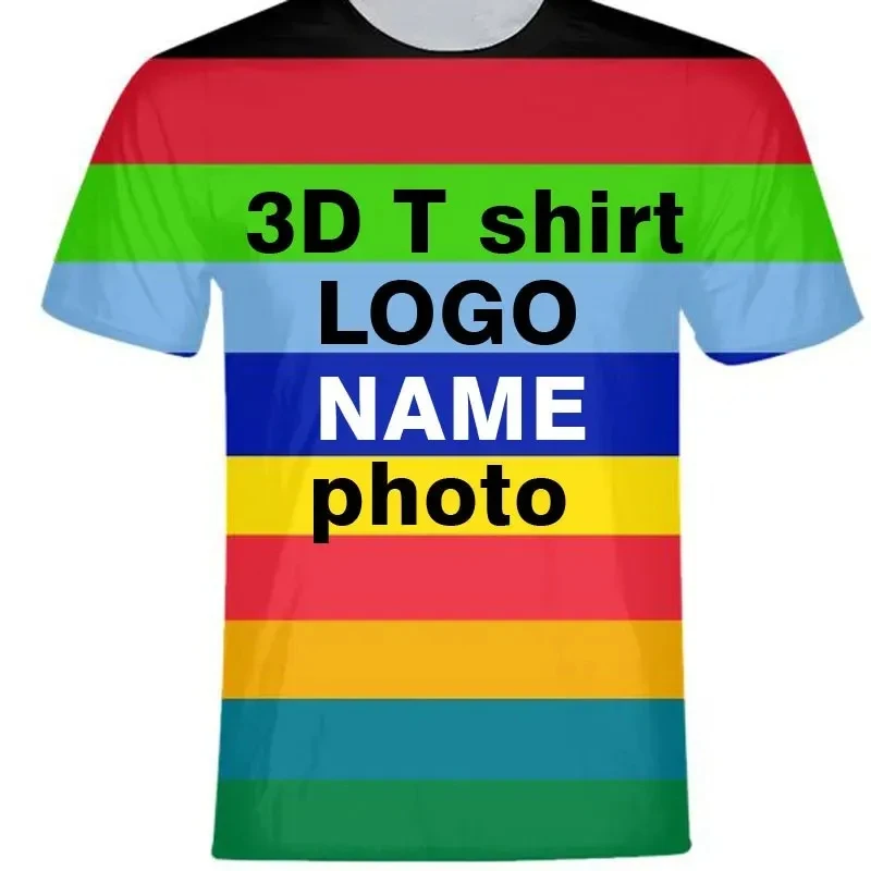 3D DIY Custom Name Logo Men's Women's Short Sleeve T Shirts Oversized Couples Round Neck Man Tops Tee Large Size Dropshipping