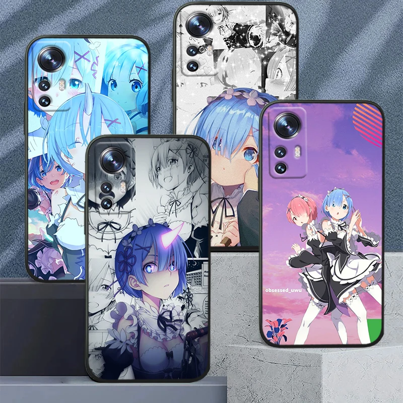 

Anime Rem Cute For Xiaomi Mi 14 13 12T 12S 12X 12 11i 11X 11T 11 Ultra Lite Pro Soft Silicone Black Phone Case
