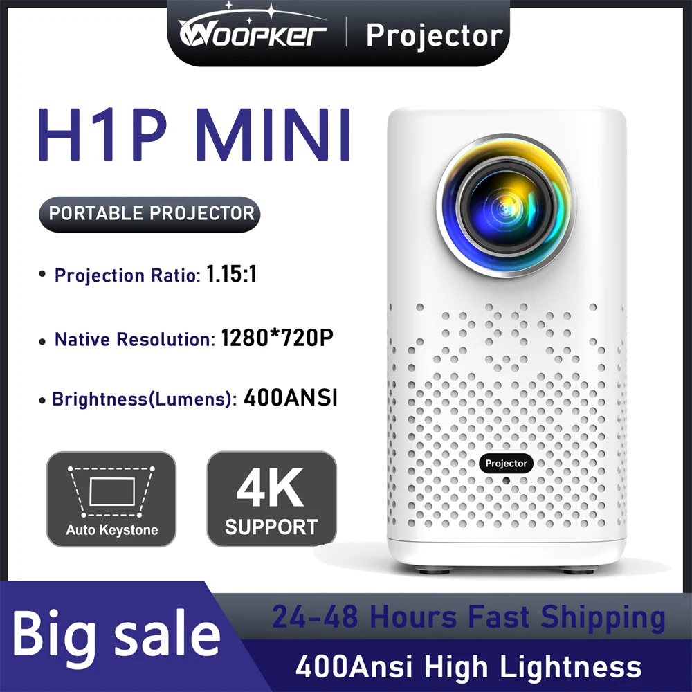 

Woopker 4K Projector Android 13 400 Lumens WiFi 2.4G&5G BT5.0 Has Automatic Keystone Correction Autofocus Home Theater H1P MINI