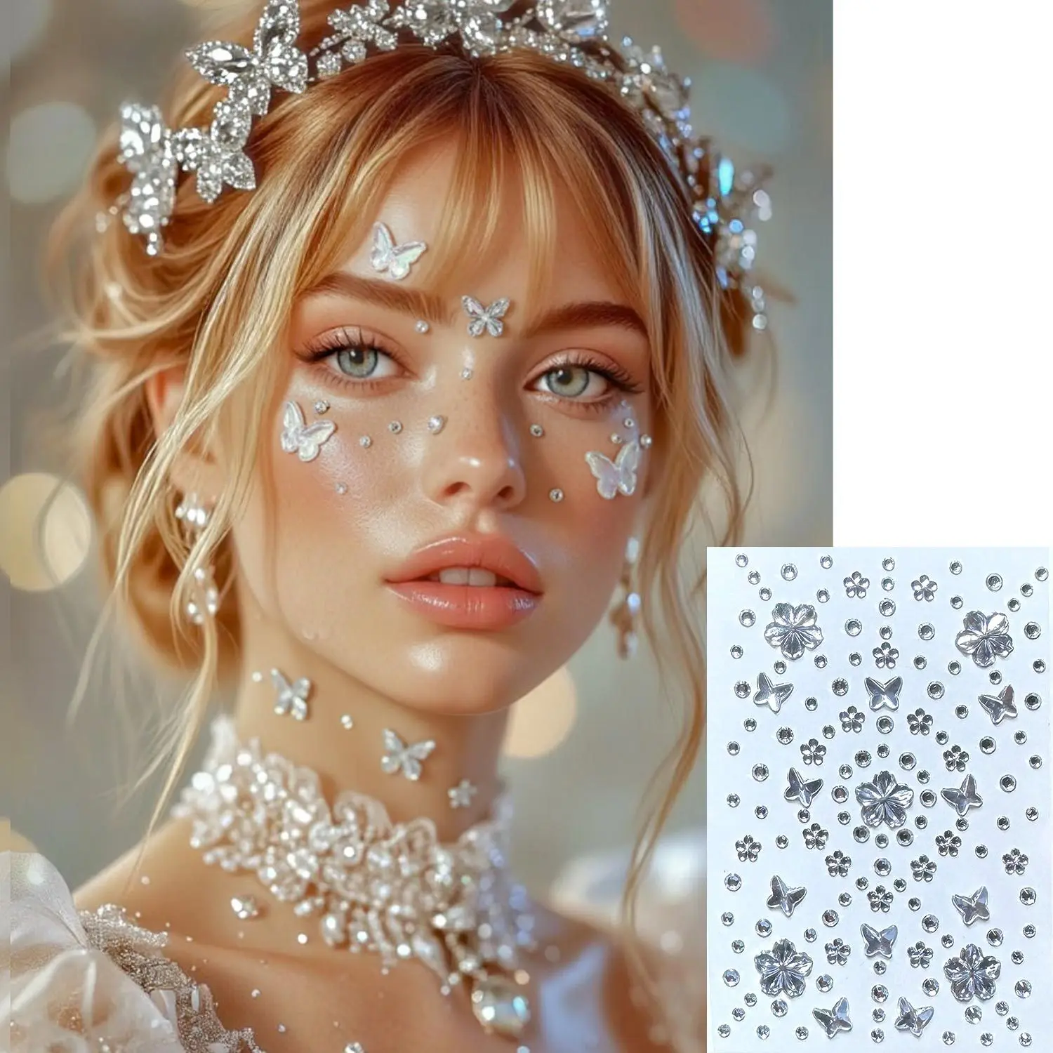3D Aurora Diamond Face Stickers Waterproof Crystal Gems for Concert Stage Pet Human Makeup Premium High Quality