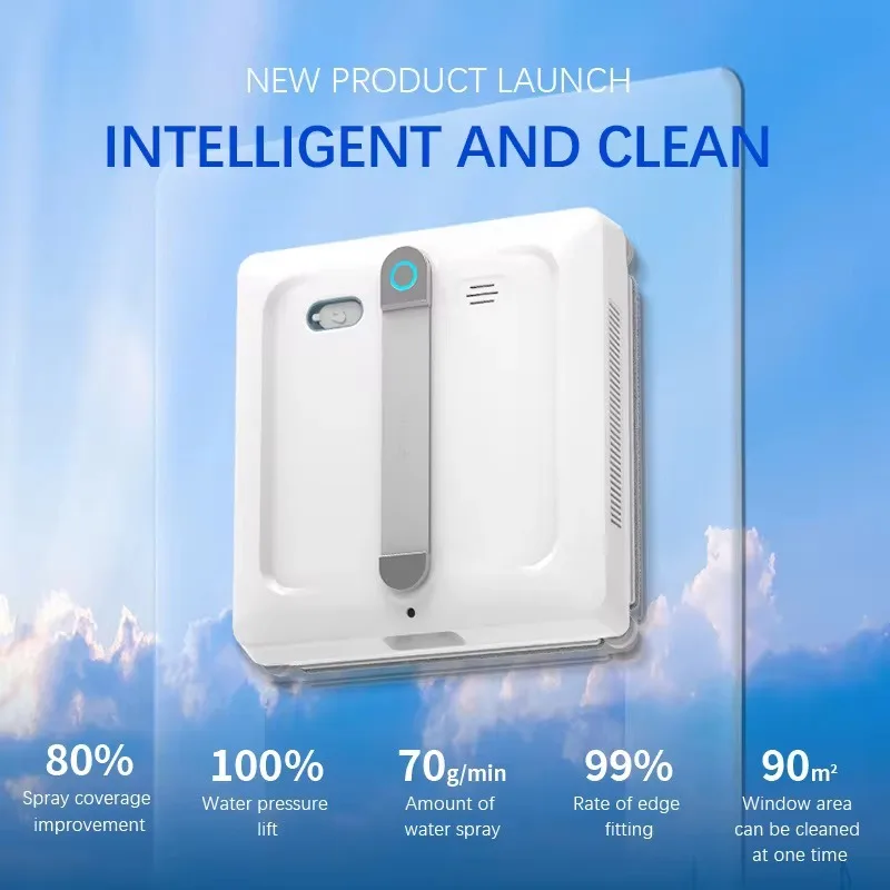 Airo OEM Wholesale Window Cleaning Robot 2 Roller Brushes 6-way 9KPa Water Pump  for Household with App Control Voice Prompts